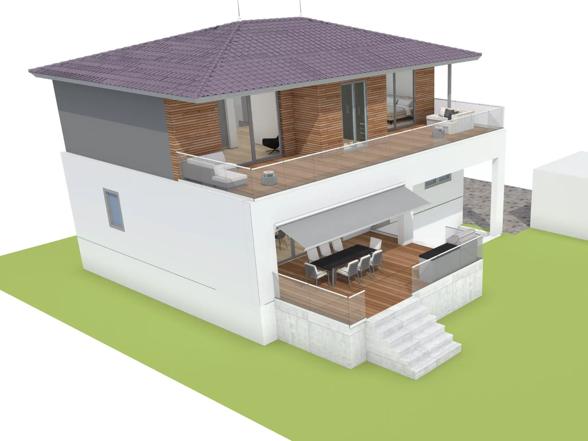 VR-Rendering Treppenhaus mit Sessel